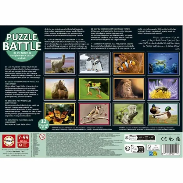 Puzle un domino komplekts Educa Battle Jr Natura 42 Daudzums (12 gb.)