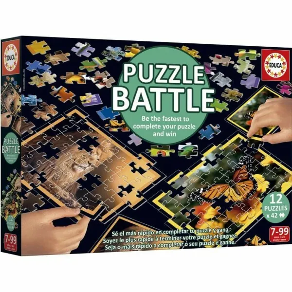 Puzle un domino komplekts Educa Battle Jr Natura 42 Daudzums (12 gb.)