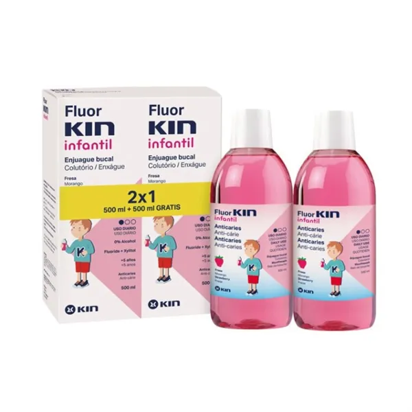 Kin Fluorkin Strawberry Children's Mouthwash 2x500ml