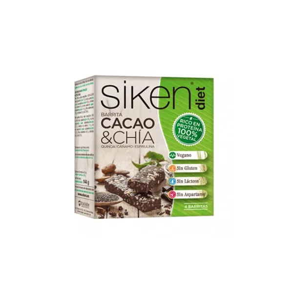 Siken Sikendiet Cocoa and Chia Vegetable Protein 4 Units Of 36g