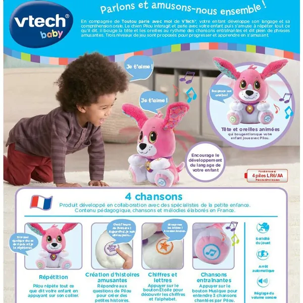 Pehmolelu äänellä Vtech Baby Doggie Talk to me (FR) Koira