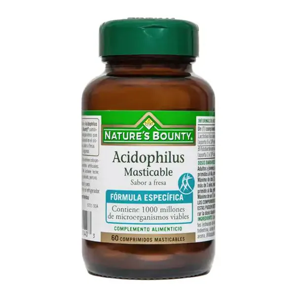 Nature's Bounty Acidophilus 60 Cápsulas Masticables Fresa