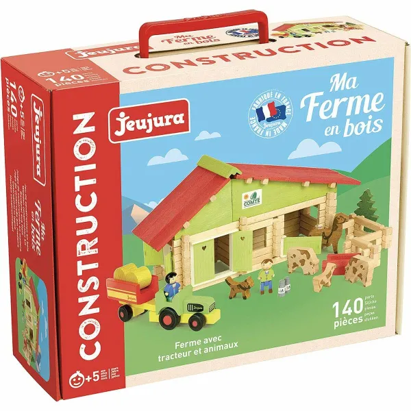 Ūkis su gyvūnais Jeujura Wooden Farm Playset