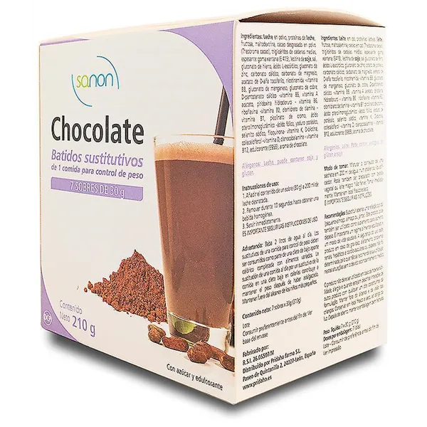 Sanon Batido Sustitutivo Sabor Chocolate 7 Sobres De 30g