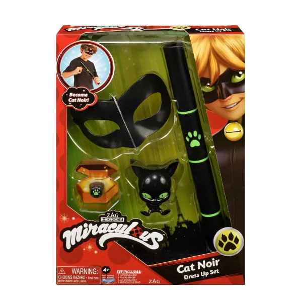 Kostiumas vaikams Miraculous: Tales of Ladybug & Cat Noir Transformation Set - Cat Noir 4 Dalys Juoda Spalvotas