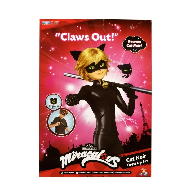 Kostiumas vaikams Miraculous: Tales of Ladybug & Cat Noir Transformation Set - Cat Noir 4 Dalys Juoda Spalvotas