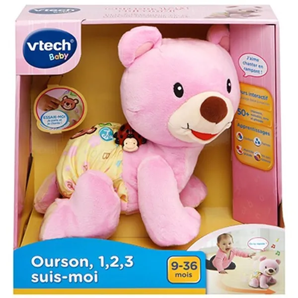 Pehmolelu Vtech Baby Bear, 1,2,3 Follow Me Musikaalinen Pinkki