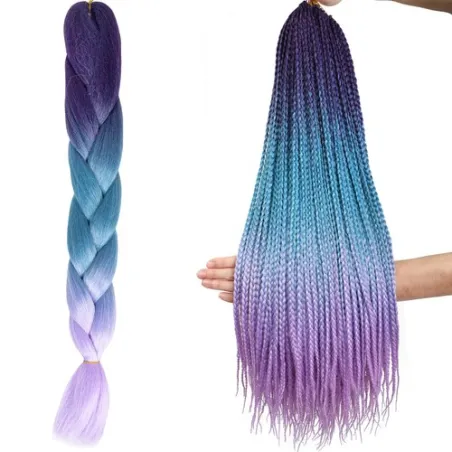 Synteettiset hiusletit ombre sininen/violetti W10342