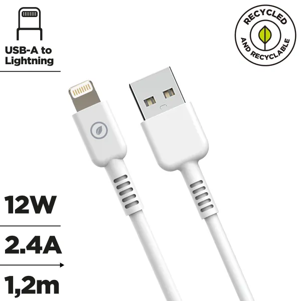 USB-Lightning Kaabel Muvit for Change Valge 1,2 m