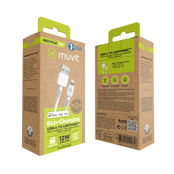 USB-Lightning Kaabel Muvit for Change Valge 1,2 m