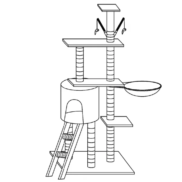 Monitasoinen kissatalo Springos PA1042 136 cm
