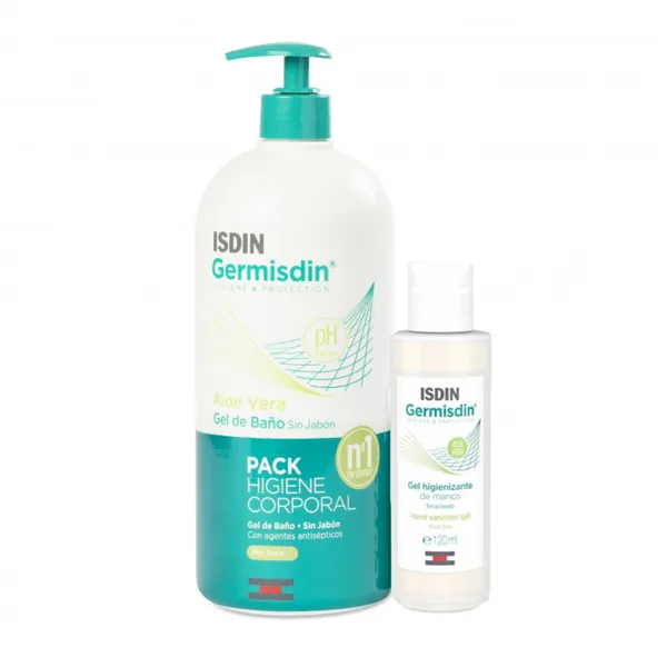 Isdin Germisdin Body Hygiene Dry Skin 1000ml+Hand Sanitiser 120ml Set 2 Pieces 