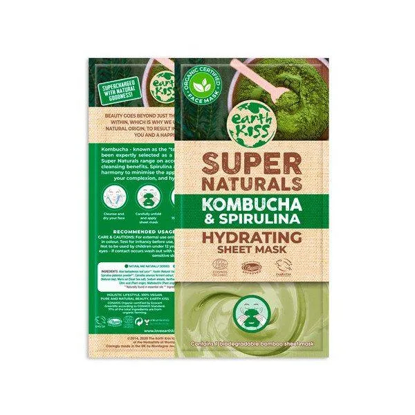 Earth Kiss Super Naturals Kombucha y Spirulina Clay Sheet Mask 24ml