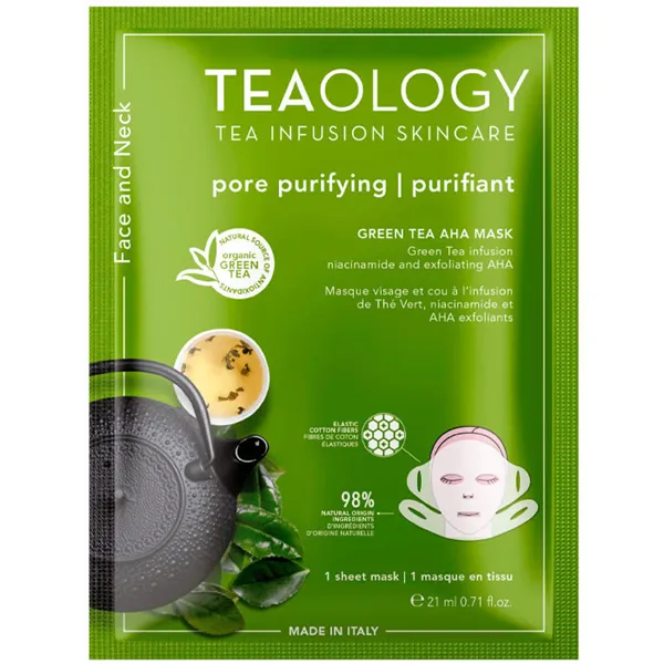 Teaology Green Tea, Niacinamide & Aha Exfoliating Neck & Face Mask 21ml