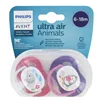 Avent 2 Ultra Air Animals Pacifiers 6+18 Months Baby Girl 