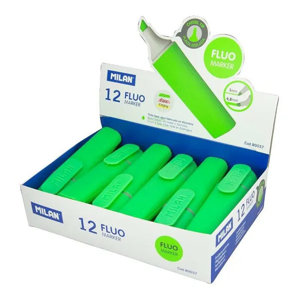 Fluorescējošo Marķieru Komplekts Milan Zaļš (12 gb.)