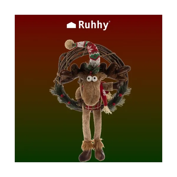 Christmas wreath for door - reindeer Ruhhy 22316