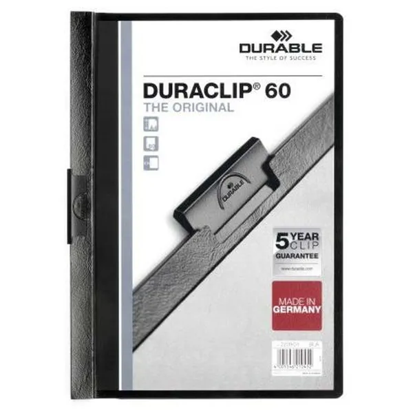 Asiakirjakansio Durable Duraclip 60 Musta Läpinäkyvä A4 25 Kappaletta