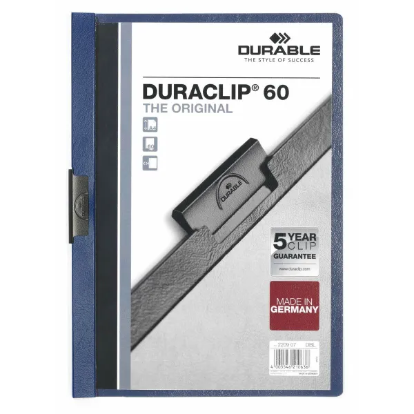 Asiakirjakansio Durable Duraclip 60 Läpinäkyvä Tummansininen A4