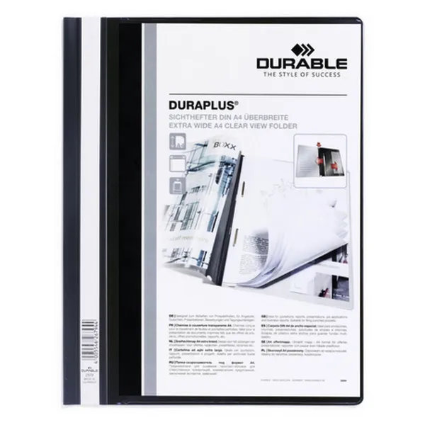 Asiakirjakansio Durable Duraplus Musta Läpinäkyvä A4 25 Kappaletta