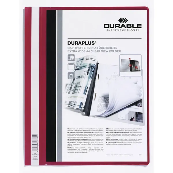 Dokumentu Turētājs Durable DURAPLUS Sarkans Caurspīdīgs A4 25 Daudzums