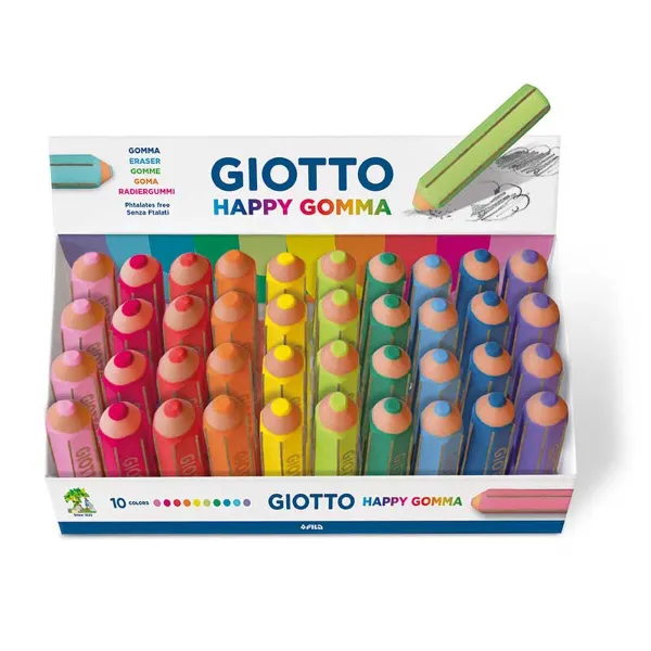 Pyyhekumi Giotto Happy Gomma Monivärinen 40 Kappaletta