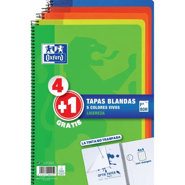 Harjoituskirjasetti Oxford Monivärinen Lehti 80 Levyt 21,5 x 31,5 cm 5 Kappaletta