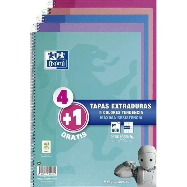 Notebook Oxford Multicolour Sheet 80 Sheets 21,5 x 31,5 cm 5 Pieces