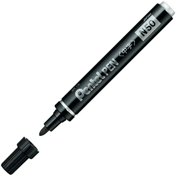 Permanenttimarkkeri Pentel N50-BE Musta 12 Kappaletta