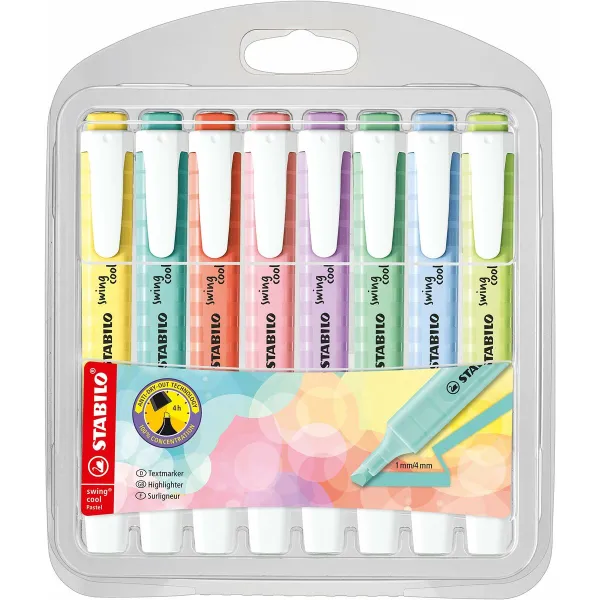 Fluorescencinis žymeklis Stabilo swing cool Pastell Spalvotas 8 Dalys