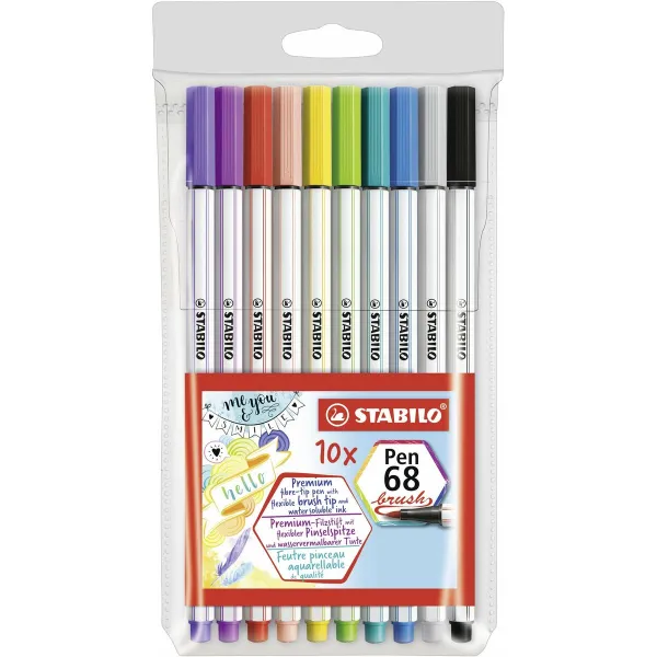 Tussisetti Stabilo Pen 68 Brush 10 Kappaletta Monivärinen