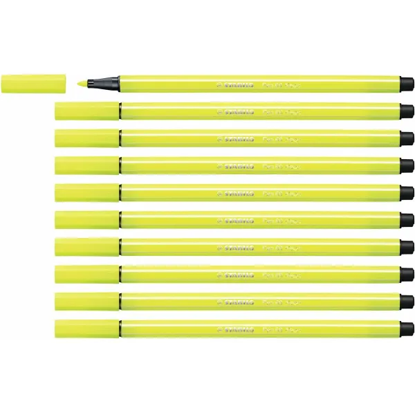 huopakärkiset kynät Stabilo Pen 68 Fluoresoiva Keltainen (10 Kappaletta)