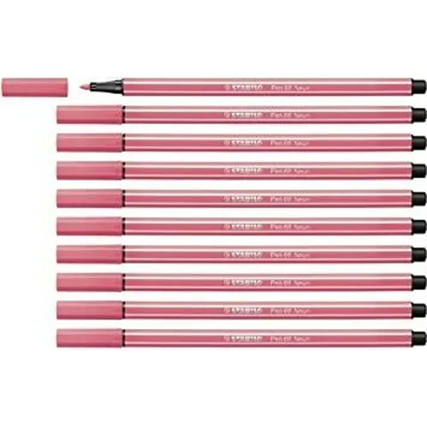 huopakärkiset kynät Stabilo Pen 68 Fluor Fluoresoiva Punainen (10 Kappaletta)