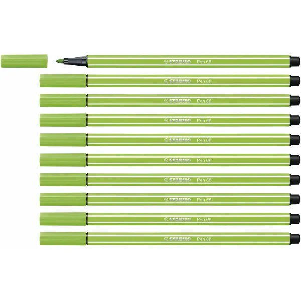 huopakärkiset kynät Stabilo Pen 68 Vaaleanvihreä (10 Kappaletta)