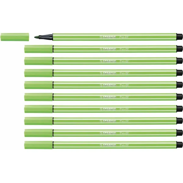 huopakärkiset kynät Stabilo Pen 68 Vihreä (10 Kappaletta)