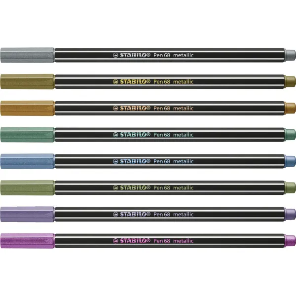 Set of Felt Tip Pens Stabilo Pen 68 metallic 8 Pieces Multicolour