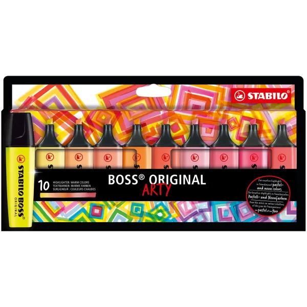 Valoa heijastava kynäsetti Stabilo Boss Original Arty 10 Kappaletta Monivärinen