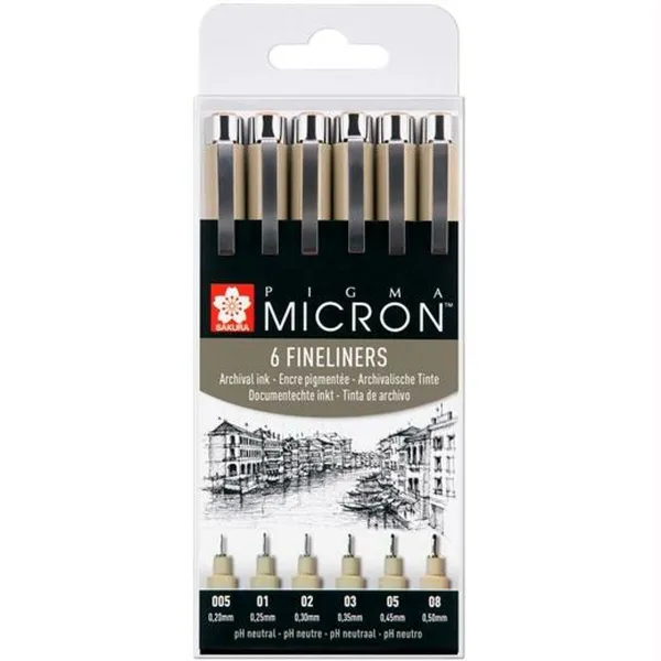 Набор маркеров Talens Sakura Pigma Micron Fineliner Чёрный