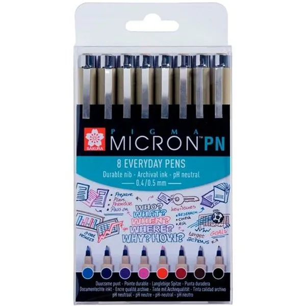 Tussisetti Talens Sakura Pigma Micron PN 8 Kappaletta Monivärinen