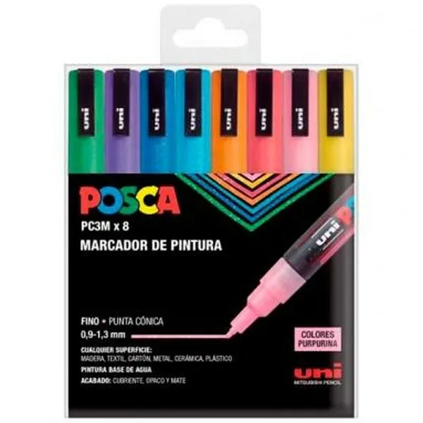 Set of Markers Uni-Ball PC-3M 8 Pieces Multicolour