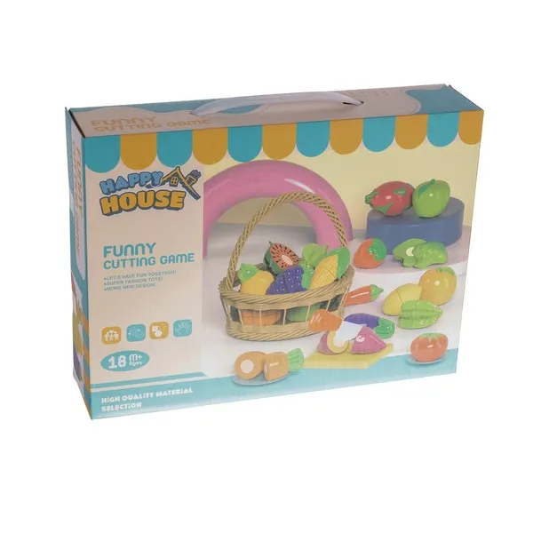 Set of fruit and vegetables for cutting in a basket 22576
