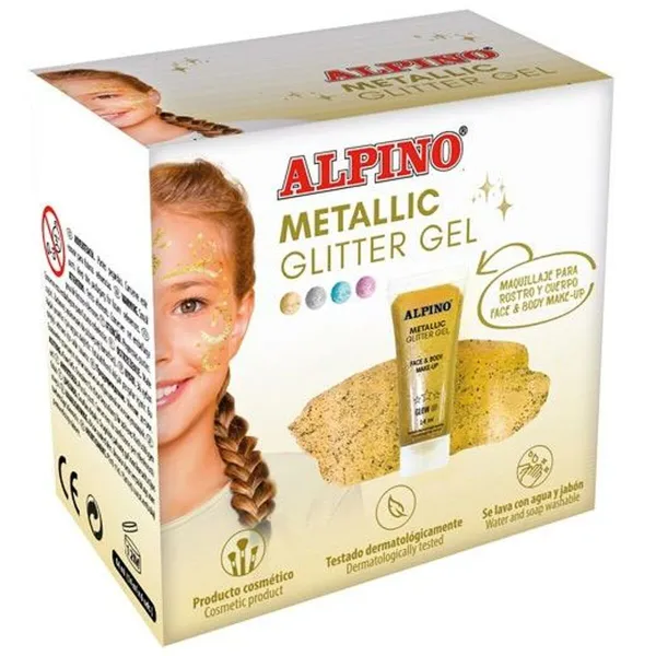 Lasten meikit Alpino Geeli Glitter Kullattu