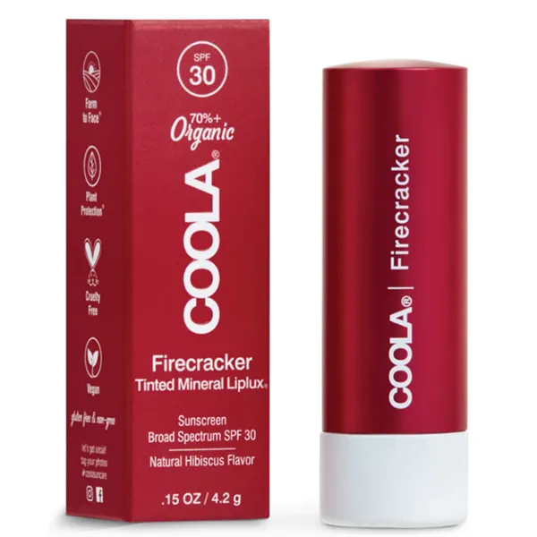 Coola Mineral Liplux Organic Tinted Lip Balm Sunscreen Firecracker Spf30 4.2ml