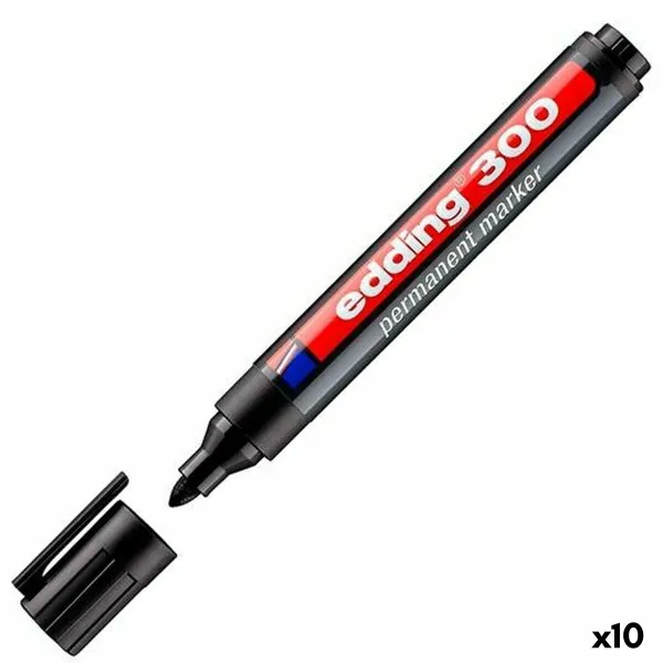 Permanenttimarkkeri Edding 300 Musta (10 osaa)