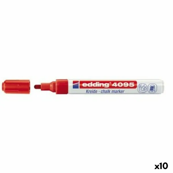 Skysti žymekliai Edding 4095 Raudona (10 vnt.)