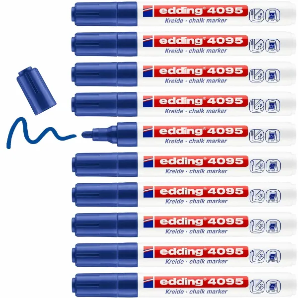 Šķidrie krīta marķieri Edding 4095 Zils (10 gb.)