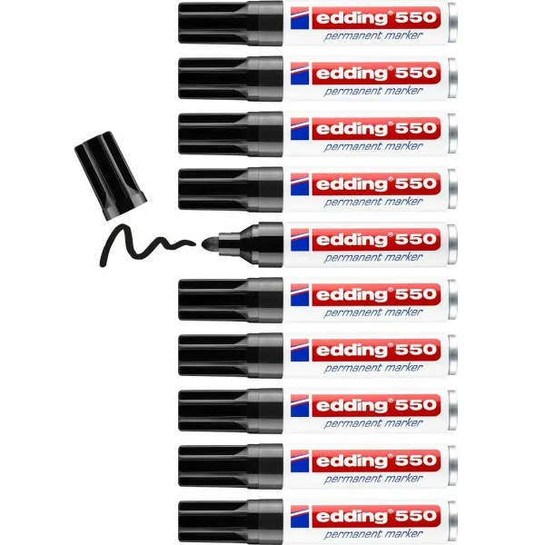 Püsimarker Edding 550 Must (10 Ühikut)