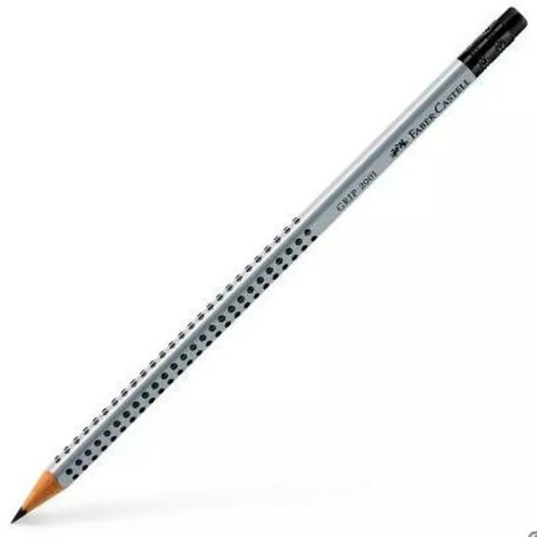 Lyijykynä ja pyyhekumi Faber-Castell Grip 2001 Ekologinen Harmaa B (12 osaa)