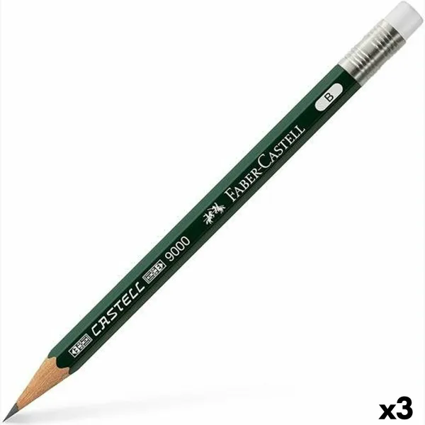 Pieštukas su trintuku Faber-Castell 9000 B Šešiakampis B (3 vnt.)