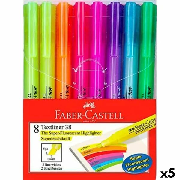 Šviečiančių markerių rinkinys Faber-Castell Textliner 38 5 vnt.
